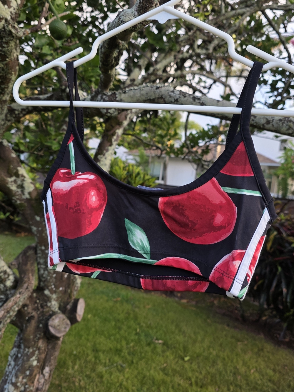Adidas Cherry Print Crop Top - Black & Red - Picture 2 of 9